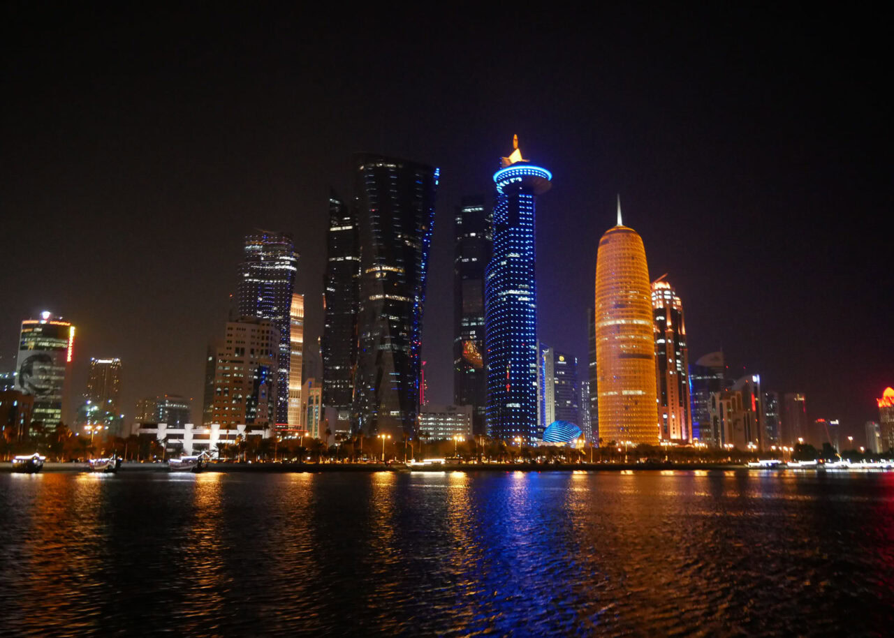 Doha skyline at night